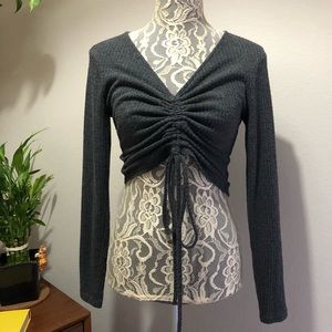 [wild fable] Long Sleeve Cinch Front Crop Top